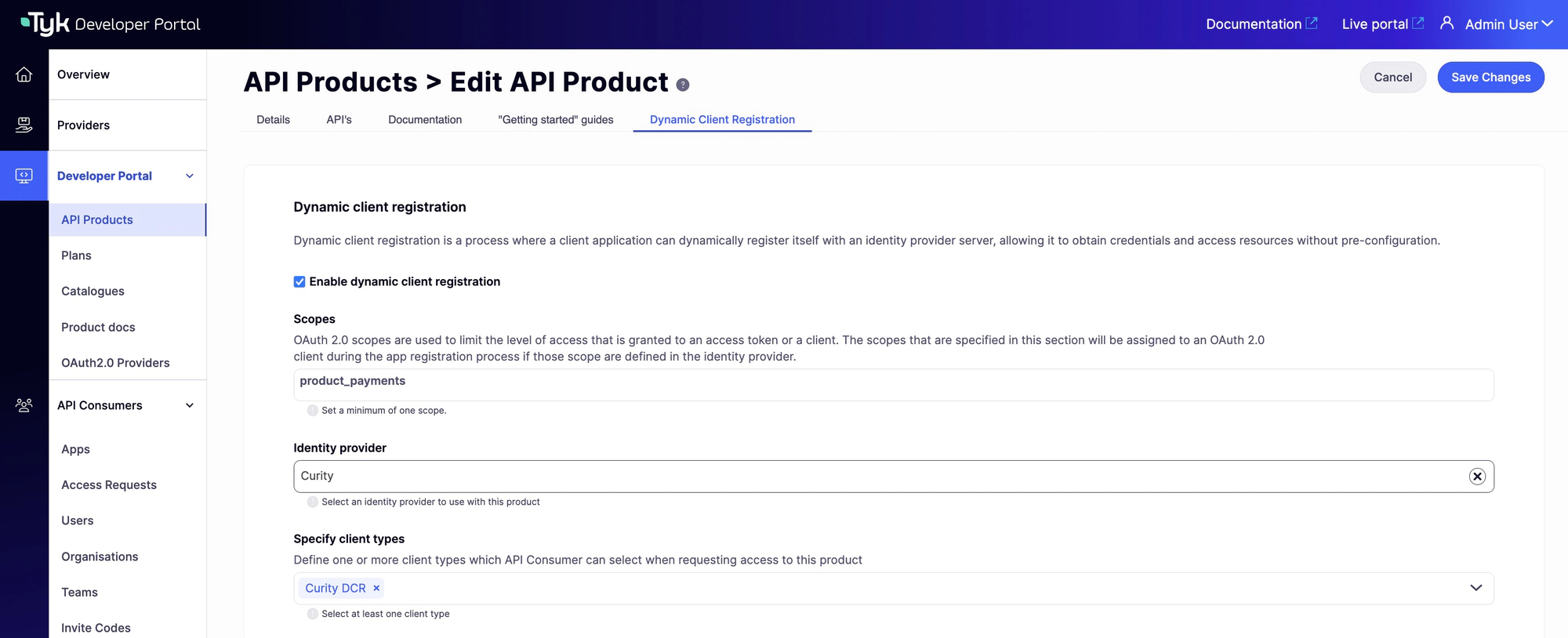 Configure an API Product to work with the DCR flow